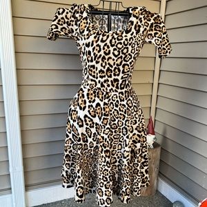 Small Cheetah 🐆 leopard LuLaRoe 🦄 HTF dress Nicole brown tan fit & flair